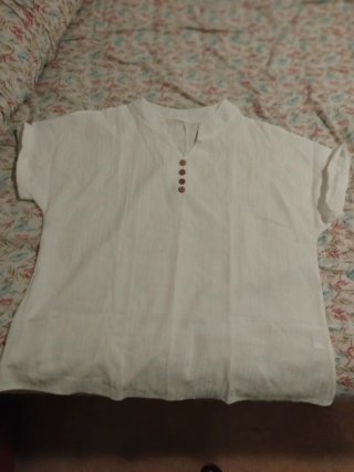 Blusa blanca cuello mao botones