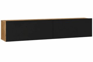 Mueble TV flotante negro y madera