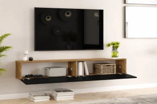 Mueble TV flotante negro y madera