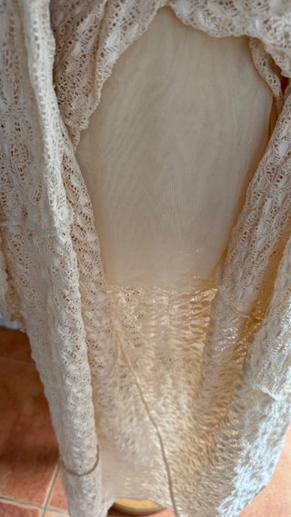 Falda larga de encaje beige