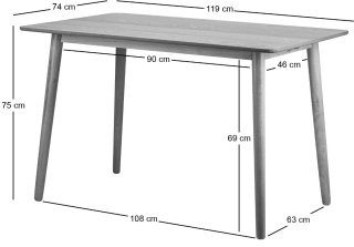 Mesa Comedor BONIFACIO Rectangular Madera 120cm