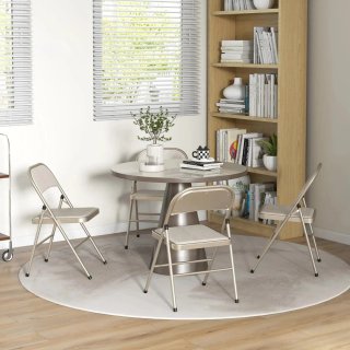 Set 4 Sillas Plegables Tela y Metal Beige