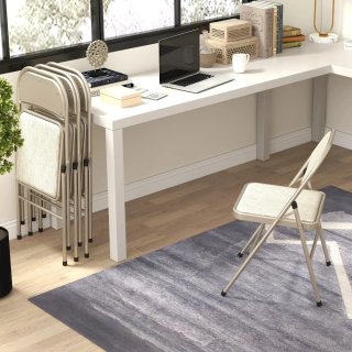 Set 4 Sillas Plegables Tela y Metal Beige