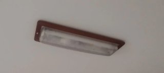 Lámpara plafón madera y cristal con 2 tubos