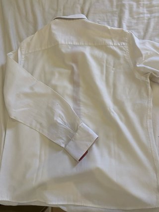 Camisa Bassette L/42-44 Blanca Cuadros Rojo