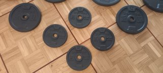 Barra de musculación 175 cm con discos de peso