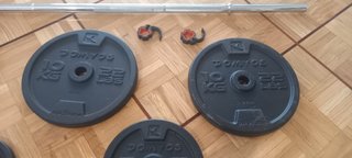Barra de musculación 175 cm con discos de peso