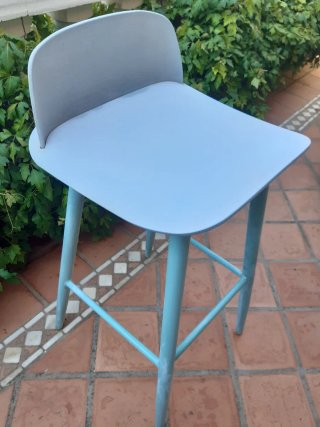 Taburetes altos azules y grises