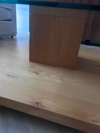 Mesa de centro cristal y madera