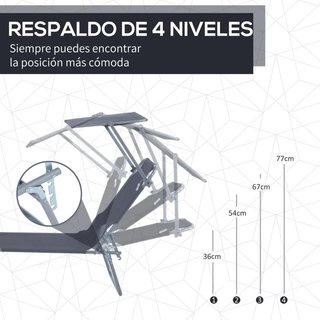 Tumbona Plegable con Toldo Reclinable Gris 187cm
