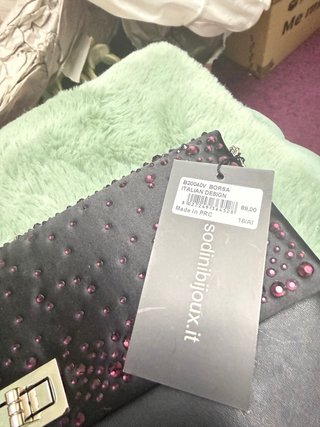 Bolso de fiesta Sodini negro y rosa