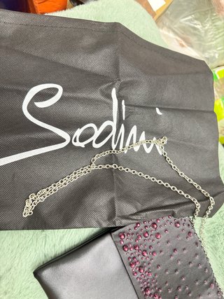 Bolso de fiesta Sodini negro y rosa