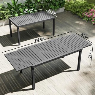 Mesa Jardín Extensible Aluminio Gris 6-8 Personas