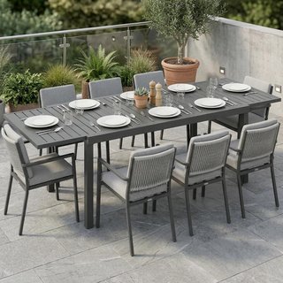 Mesa Jardín Extensible Aluminio Gris 6-8 Personas