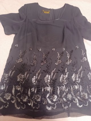 Vestido corto fiesta negro bordado