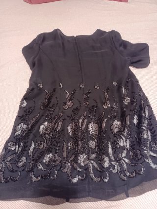 Vestido corto fiesta negro bordado