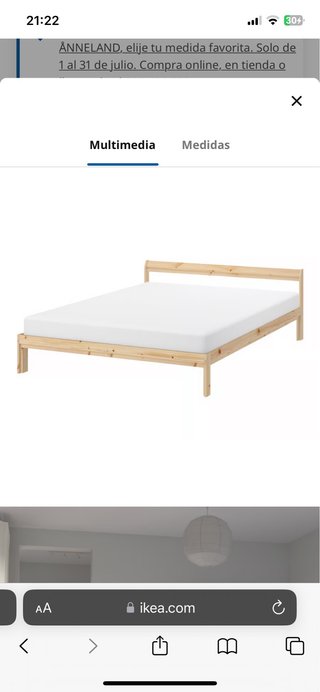 Cama IKEA VESTERÖY + Estructura NEIDEN 140cm