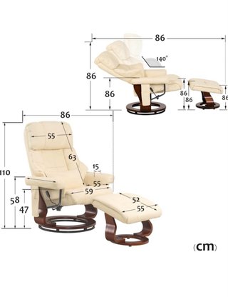 Sillón Reclinable Cuero Beige y Madera
