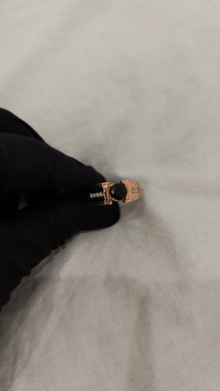 Anillo Hombre baño de oro rosa, talla 27