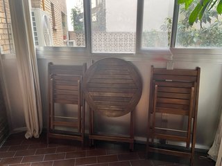 Mesa y 2 Sillas Terraza Madera