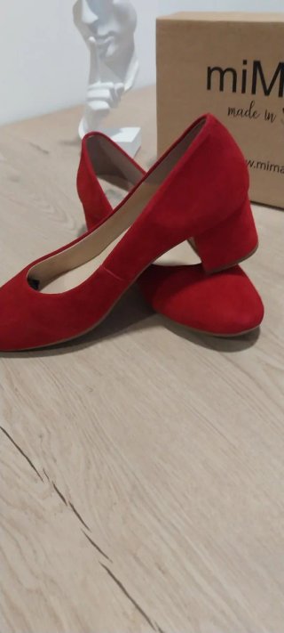 Tacones MimaO Piel Ante Rojo Talla 39