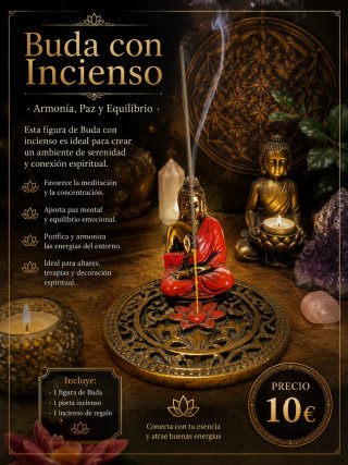 Figura Buda con Incienso y Porta Incienso