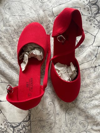Zapatos espartos con tacón rojos talla 38