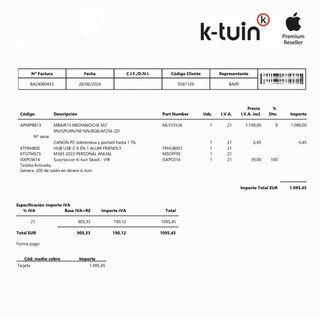 MacBook Air M2 13 Medianoche + Hub + Factura