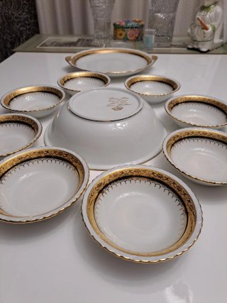 Juego de porcelana Limoges dorado