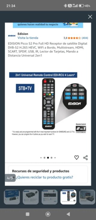 Receptor Satélite Edision Picco S2 Pro Full HD