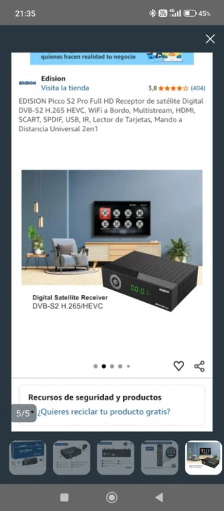 Receptor Satélite Edision Picco S2 Pro Full HD