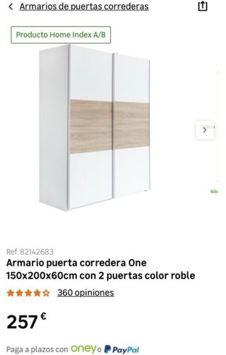 Armario puertas correderas madera y blanco