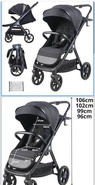 Silla de paseo negra plegable