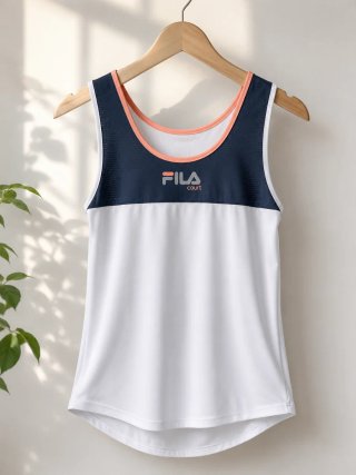 Camiseta deportiva Fila Court blanca y azul