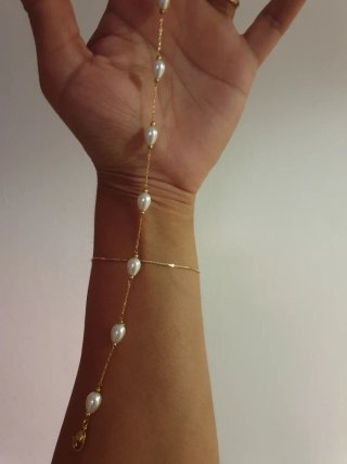 Cavigliera perle sintetiche color oro