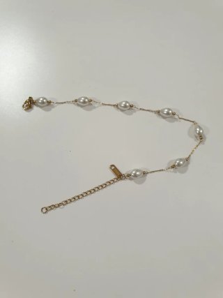 Cavigliera perle sintetiche color oro