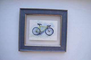 Acuarela original cuadro bicicleta enmarcada