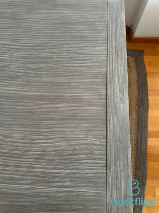 Mesa comedor gris + 5 sillas blancas