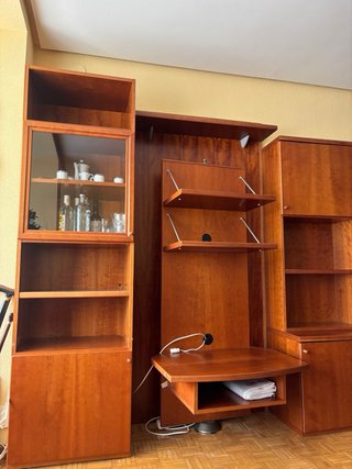 Mueble modular salón madera cerezo