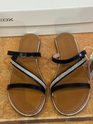 Sandalias Geox Mujer Negras y Plateadas
