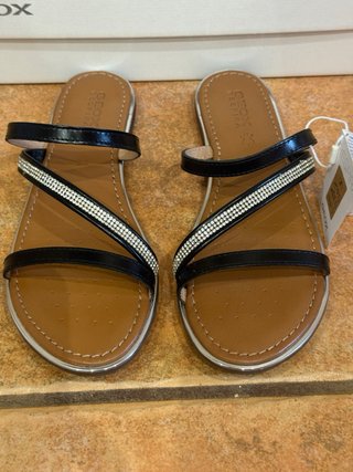 Sandalias Geox Mujer Negras y Plateadas