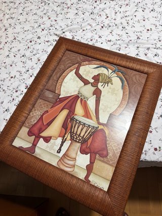 Cuadro Egipcio Bailarina Tambor con marco