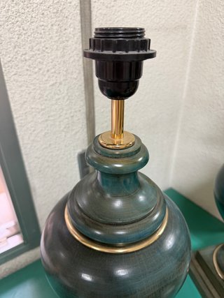 Lámparas de mesa vintage verde y dorado