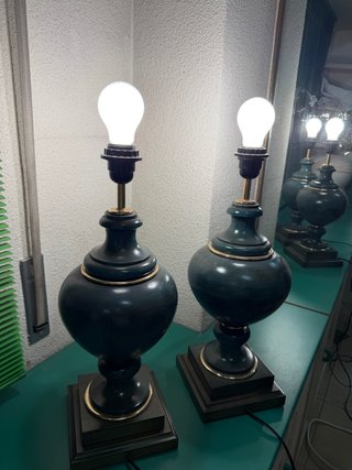 Lámparas de mesa vintage verde y dorado