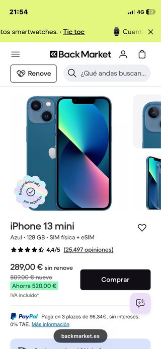 iPhone 13 mini azul 128GB