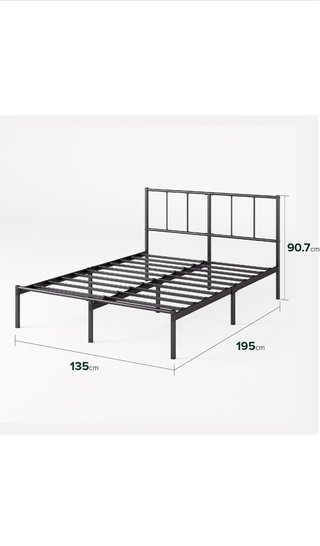 Base Cama 135x195 cm en acero negro con cabecero