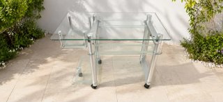 Mesa de centro cristal y metal