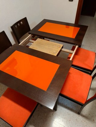 Masa salón extensible con 5 sillas