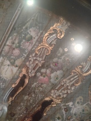 Abanico antiguo pintado a mano SXIX