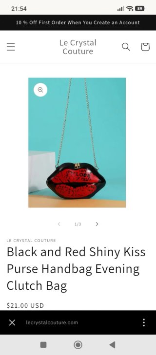 Bolso de mano labios negro y rojo